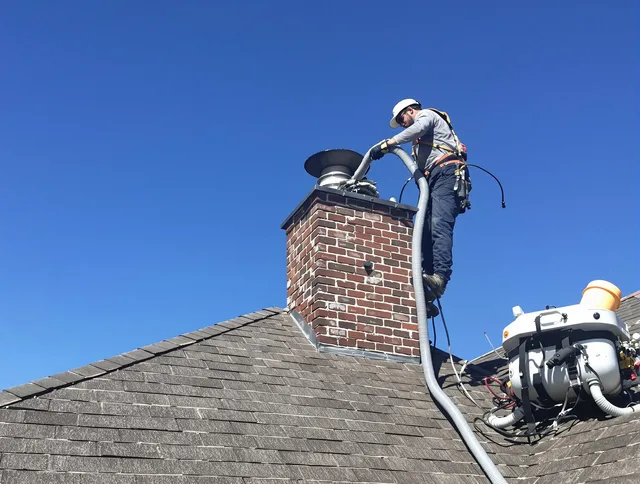 Dedicated Hawthorne Chimney Sweep team member cleaning a chimney in Hawthorne, CA