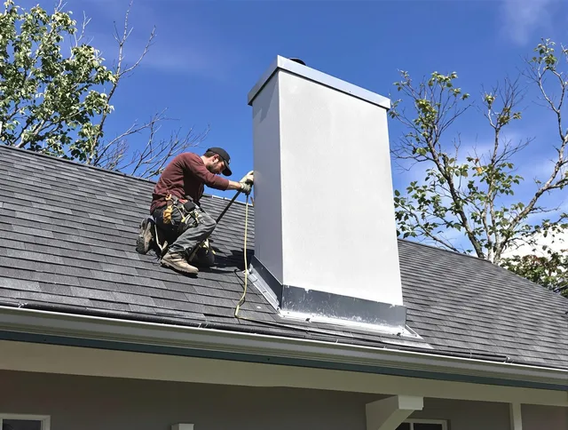Hawthorne Chimney Sweep team member finishing chimney construction in Hawthorne, CA