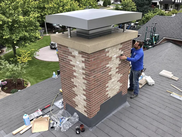 Hawthorne Chimney Sweep team working on a custom chimney remodel in Hawthorne, CA