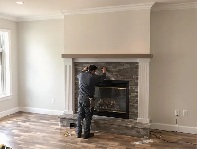 Hawthorne Chimney Sweep finishing a custom fireplace install in Hawthorne, CA